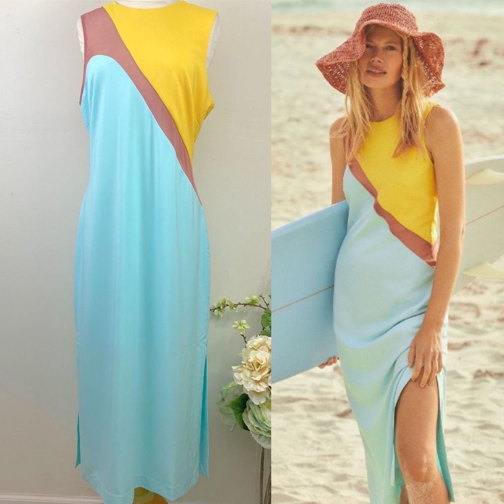 ANTHROPOLOGIE dress | Hutch Sleeveless Colorblock Dress | Size Large L | NEW NWT